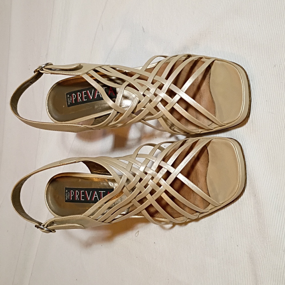 Prevata Light Gold Strappy Glam Italian Heels